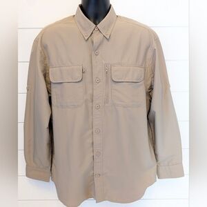 Duluth Trading Co. Cool Plus Long Sleeve Button Up Shirt Men's M Beige